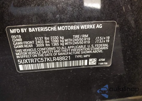 2019 BMW X3 Sdrive30I from USA, damaged, VIN 5UXTR7C57KLR48821
